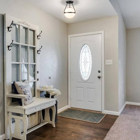 Globe Semi Flush Ceiling Light Black